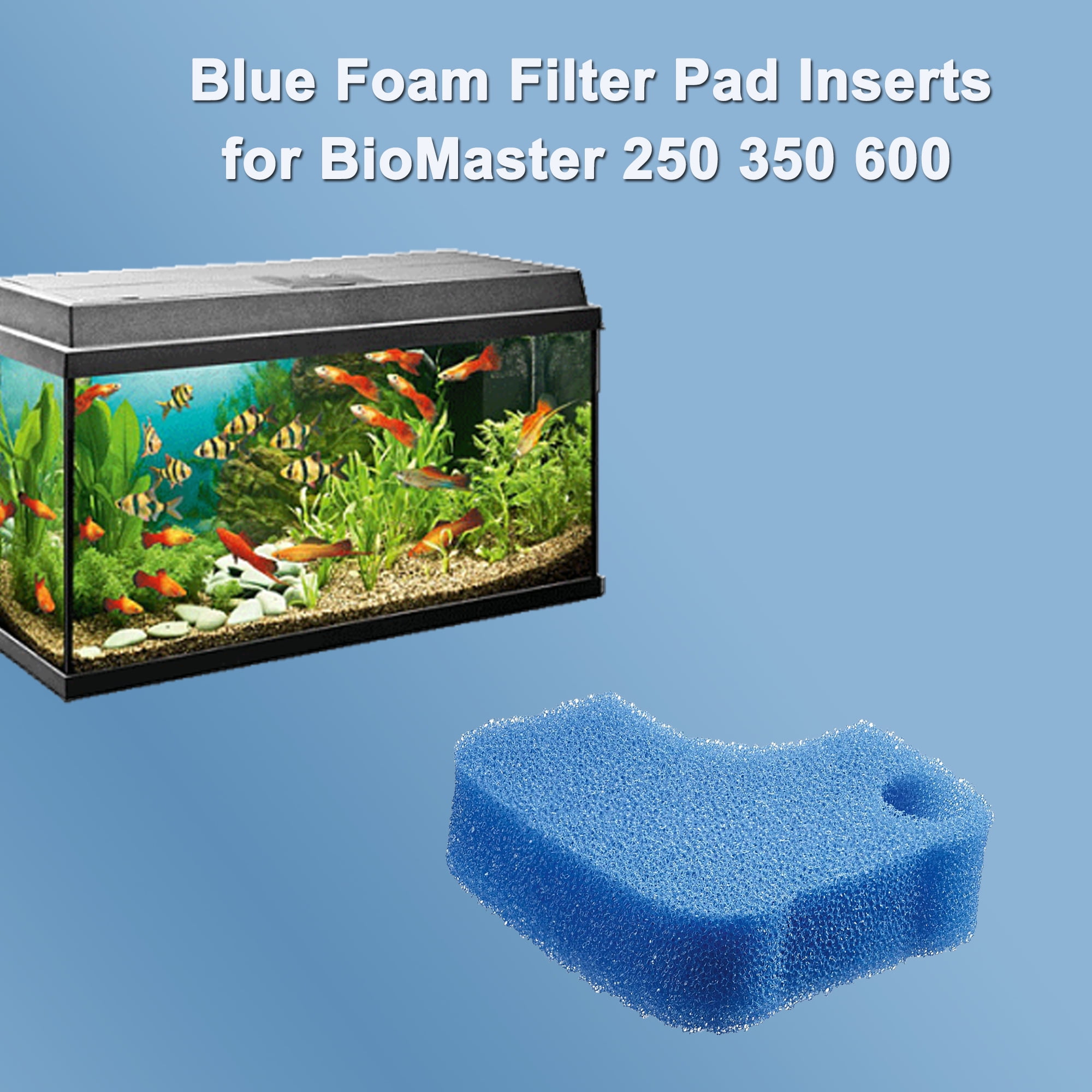 Qzbhct 3 Pcs 20Ppi Blue Aquarium Sponge Foam Filter Pads Compatible with Bio Master 250/350/600 Filtration Systems