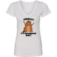 thumbnail image 3 of Inktastic Finally It's Groundhog Day Women's V-Neck T-Shirt, 3 of 5