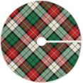 thumbnail image 1 of FMSHPON Green Red Bias Christmas Plaid Xmas Christmas Tree Skirt Stand Mat for Holiday Party Decoration Indoor Outdoor 48 inches, 1 of 6
