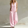 thumbnail image 2 of Guluxicc Womens Linen Jumpsuit Sleeveless Casual Wide Legs Rompers Baggy Button Down V Neck Summer Overalls with Pockets, 2 of 7