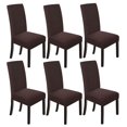 thumbnail image 1 of （6 PCS BROWN）Easy-Going Stretch Dining Chair Cover Soft Seat Cushion, Non-Slip Dining Room Chair Cover, Machine Washable, 1 of 5