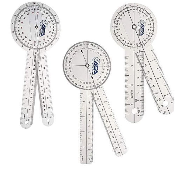 ASA TECHMED 3 Pcs Goniometer Set - 12", 8", 6"/ 360 Degree