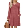 thumbnail image 3 of Womens Long Sleeve Dress Fall Fashion Sweater Dress with Pockets Pleated Front Casual Winter, 3 of 9