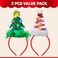 thumbnail image 3 of Joyfy 2 Pcs Lighted Christmas Headbands with LED Lights in Elastic Santa Hat Christmas Tree Design for Xmas and Holiday Parties (One Size), 3 of 7