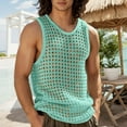 thumbnail image 2 of Razzly Men's Tank Tops Lightweight Mesh Hooded V Neck Sleeveless Casual Vest Top for Everyday Wear(Light Green,M), 2 of 7