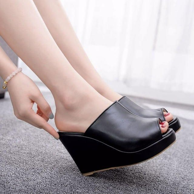 LSLJS Pantoufles à Talon Compensé à Enfiler Femmes Dames Pantoufles d'Extérieur Chaîne de Perles Semelle Souple, Pantoufles pour Femmes