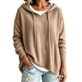 thumbnail image 2 of Womens Sweaters with Hood Long Sleeve Knit Warm Oversized Casual Fall Winter Pullover Sweaters Khaki M, 2 of 9