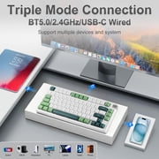 75% Wireless Mechanical Keyboard, 3-Mode BT5.0/2.4GHz/USB-C Hot Swappable Custom Keyboard with Knob, Mechanical Gaming Keyboards with RGB Backlit for PC/Tablet/PS/Xbox, White