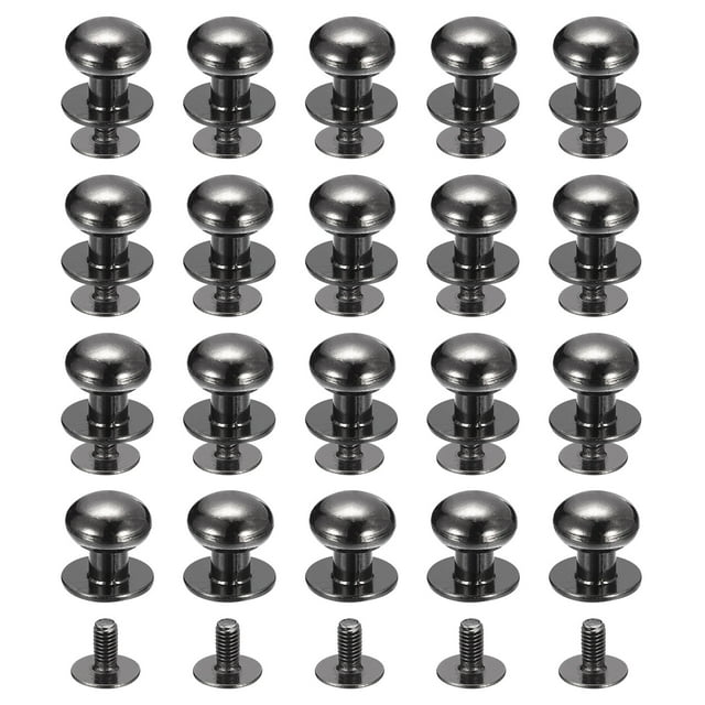 Unique Bargains Rivets à Tétine à Tête Boule 10 mm à Vis, Lot de 50 Rivets à Bouton à Tête Ronde, Noir Métallique