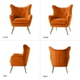 thumbnail image 6 of Velvet Armchair Wingback Home Lounge Single Sofa Upholstered Tufted Accent Chair Golden Leg Living Room Adult Orange, 6 of 7