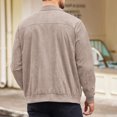 thumbnail image 3 of Faux Suede Zip Bomber Jacket Men Turn‑Down Collar Side Pockets Classic Casual Coat for Fall Winter Business Casual Daily Wear, 3 of 6