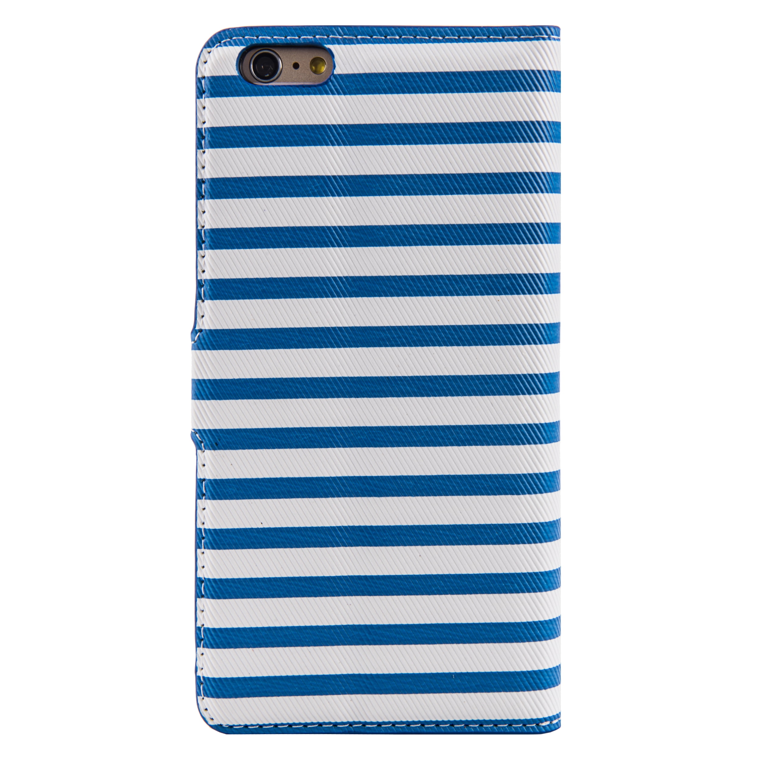 SUMACLIFE Wallet Stand Case for Apple iPhone 6 Plus / 6s Plus Perfect Fit (Blue/White Stripe)