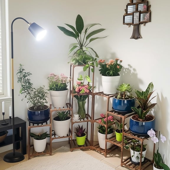 Floor Lamp Grow Lights for Indoor Plants, Adjustable Height Tall Standing Plant Light with Remote & Timer, 360° Gooseneck, Full  Dimmable, Weighted Base