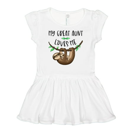 

Inktastic My Great Aunt Loves Me Cute Sloth and Baby Gift Baby Girl Dress