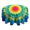 thumbnail image 4 of Colorful Tie Dye Blossom Pattern Round Tablecloth 60"x60",Wrinkle Wipeable Table Cloth for Kitchen Dining Room Picnic Patio Party, 4 of 6