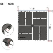 Anykoon 44 Pcs Plastic Interlocking Deck Tiles, 12x12 SquarePatio Deck Tiles, Outdoor and Indoor Patio Decking Tiles for Poolside Balcony Backyard, Waterproof Outdoor All Weather Use,DARK Grey