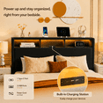 thumbnail image 3 of Leumius Full Size Bed Frame,Upholstered Platform Bed Frame with LED & Charging Station,Drawers and Storage Headboard,Noise-Free, No Box Spring Needed,Black(Full), 3 of 8