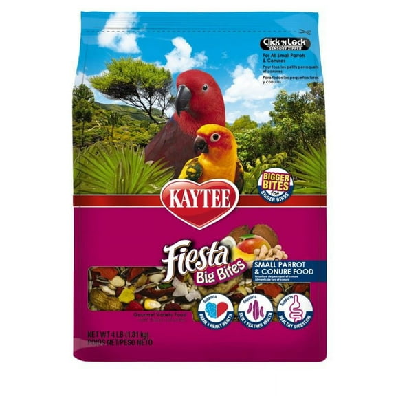 Kaytee Fiesta Small Parrot & Conure Gourmet Big Bites Diet [Bird, Food] 4 lbs