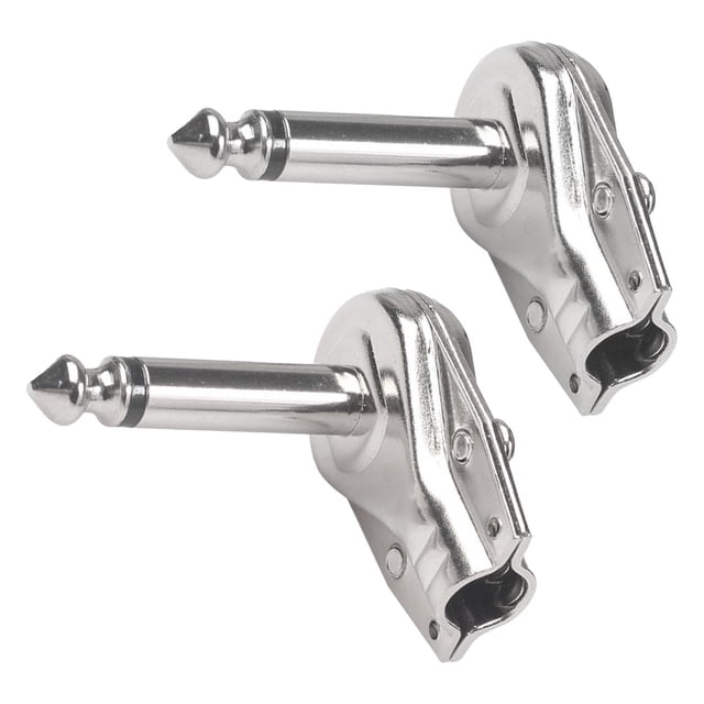 Conector de 2 clavijas para micrófono de guitarra, conector en ángulo de pulgada, conector macho mono para pedalera.