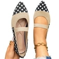 thumbnail image 3 of Polka Dot Mary Jane Flats, Elastic Strap Slip-On Shoes, Women's Polka Dots Mesh Ballet Flats Bowknot Pointed Toe Ballerina Flats Closed Toe Comfortable Casual Work Shoes, Khaki 6.5, 3 of 7