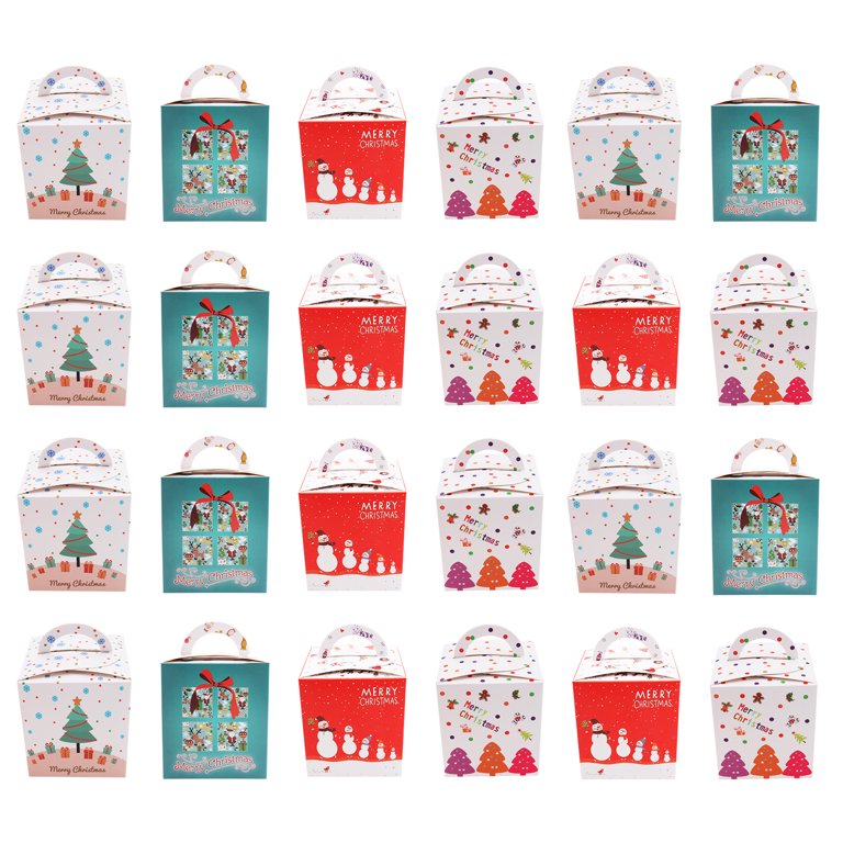 24pcs Xmas Apple Wrapping Box Cartoon Gift Paper Storage Box (Mixed Color)  