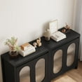 thumbnail image 6 of Storage Cabinet with 2 Glass Doors, Sideboard Buffet Cabient with Storage, Black Wooden Accent Cabinet for Living Room, Dining Room, Kitchen, Entryway, 6 of 7