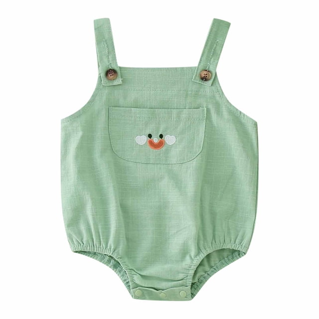 Gibobby Mameluco niño sin mangas con estampado de para niños y niñas, mono con tirantes para recién nacidos, ropa para niños(Verde, 3-6 Meses)