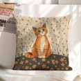 thumbnail image 6 of Orange Cat in the Flower Meadow Linen toss pillowcase Decoration pillowcase Gift preferred 18x18" Cushion cover 2 set Sofa pillowcase Sofa bedroom living room car, 6 of 8