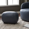 thumbnail image 2 of 23" Wide Faux Leather Upholstered Ottoman, Mid-Century Modern Living Room Footrest with Soft Padded Seat, Footstool for Bedroom, Entryway or Living Room, Navy, 2 of 12