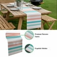 thumbnail image 5 of Teal Pink Striped Table Runner - 70 Inch Long, Kitchen Dining Table Runner Dresser Scarves, Farmhouse Stripes Simple Art Farmhouse Decor for Coffee Tables Wedding Party Banquet, 5 of 8