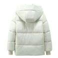 thumbnail image 3 of HTNBO Women's Winter Hoode Puffer Jacket Splice Long Sleeve Zip Up Quilted Baggy Warm Short Down Coats with Pockets, 3 of 4