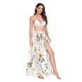 thumbnail image 2 of FORMRS Womens Long Sarong Beach Wrap Semi-Sheer Bikini Skirt Bathing Swimsuit Cover Up, Birds Sunflowers, 2 of 7