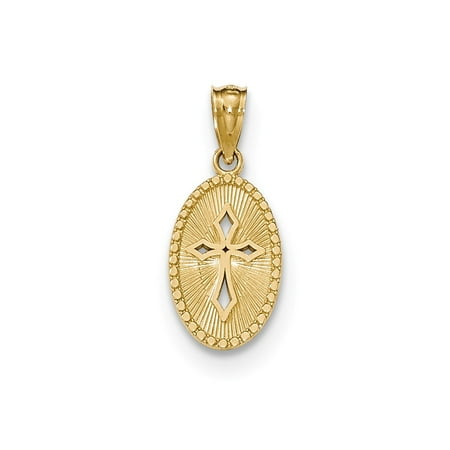 14k Yellow Gold Polished Small Cross Medal Pendant