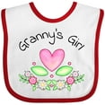 thumbnail image 3 of Inktastic Granny's Girl- Heart Flowers Girls Baby Bib, 3 of 4