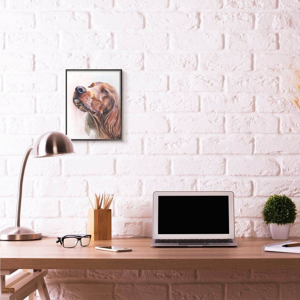 Stupell Industries Irish Setter Dog Pet Animal Watercolor Painting Framed Giclee Texturized Art by George Dyachenko