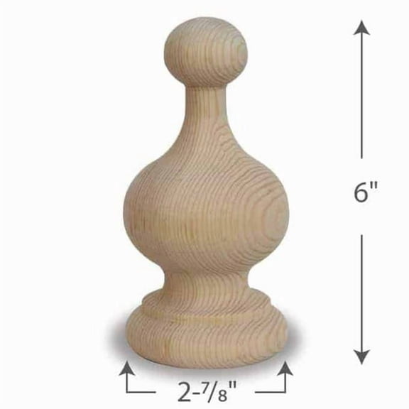 Island Post Cap Crown Finial for 4x4 Wood Posts, Solid Western Red Cedar Decorative Post Top Accent with Pre-Installed Lag Screw, Unfinished, 1 Piece