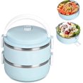 thumbnail image 1 of Contenant Isotherme pour Aliments Chauds, Boîte à Lunch, Boîte à Lunch Thermique Empilable Boîte Isolée en Acier Inoxydable 304 Ronde Conteneurs Alimentaires Scellés (double, 1 of 5