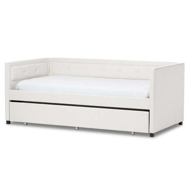 Baxton Studio Frank Modern And, Leather Twin Bed With Trundle