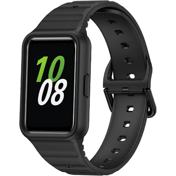 MYKOMI Compatible with Samsung Galaxy FIT3 Rugged Bumper Case with Band, Sport Silicone Protective Case for Samsung Galaxy FIT 3 Smart Watch for Women Men