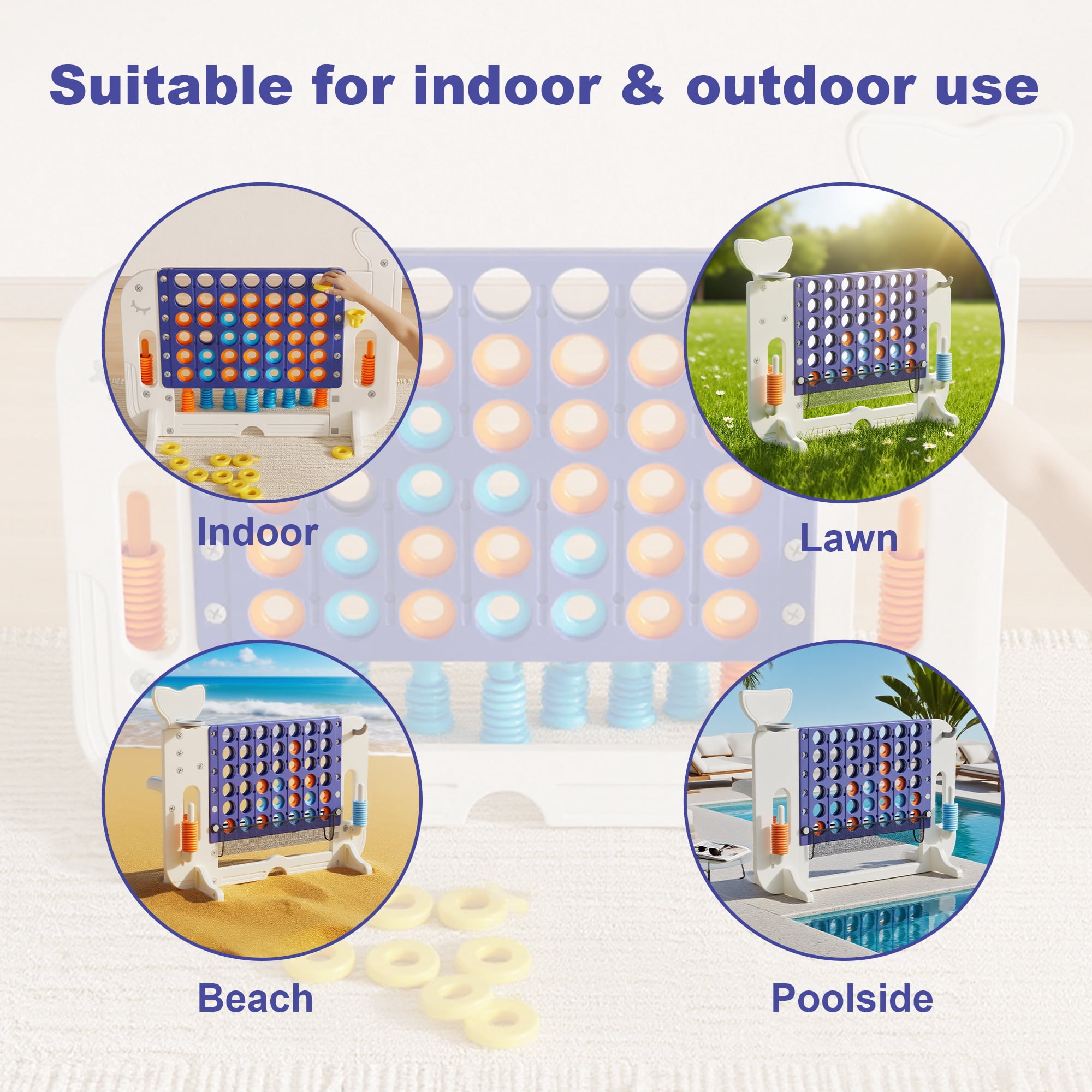 EUROCO 4-to-Score Giant Game Set with Mesh Bag,Indoor & Outdoor Height Adjustable Ring Toss Game Set for Kids and Adults