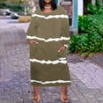 thumbnail image 2 of IROINNID Long Sleeve Dress for Women Plus Size Dress For Round-Neck Sundresses Pocket Knee Long Sleeve with Pockets Savings,Brown, 2 of 5