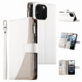 thumbnail image 3 of Funda cartera GANGXUN para iPhone 16 Pro Max , cuero PU con tarjetero, cremallera, correa de mano, soporte y protección 981°, 3 of 6