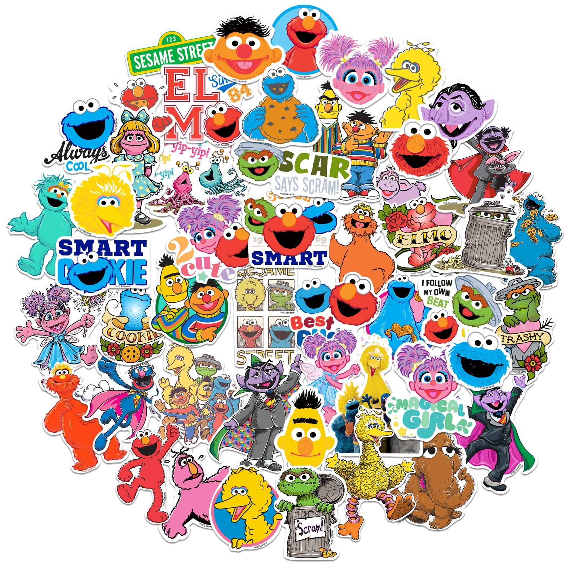 SESAME STREET Die Cut Vinyl Sticker Variety Pack - Laptop, Water Bottle ...