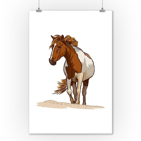 - Wild Horse - Icon - Lantern Press Artwork (9x12 Art Print, Wall Decor Travel Poster)