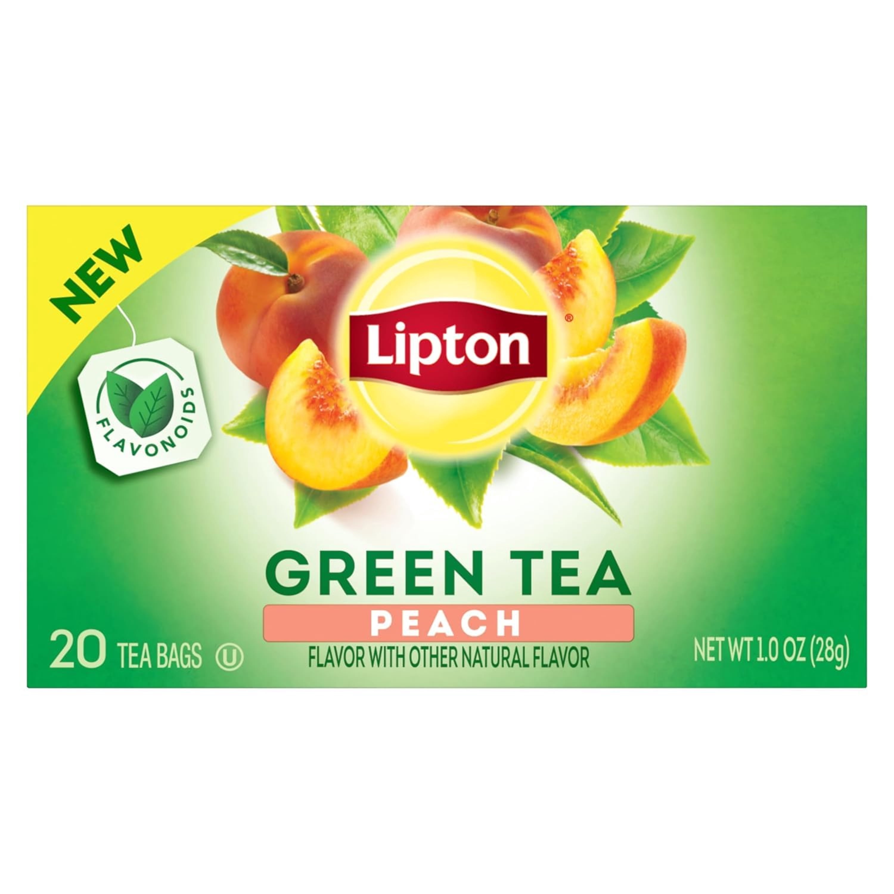 Lipton Peach Green Tea & Peach Mango Black Tea Variety Pack, 80 Tea Bags Total (4 Boxes x 20 Count), Flavored Hot or Iced Tea Bags, With Caffeine