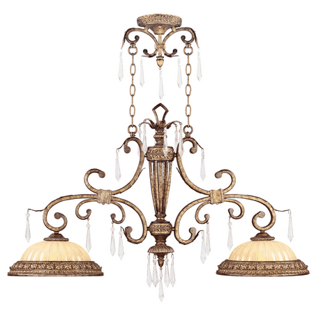 

Vintage Gold Leaf Tone Finish Island Lighting Gold Material Medium 13 Wide 2 Light Fixture