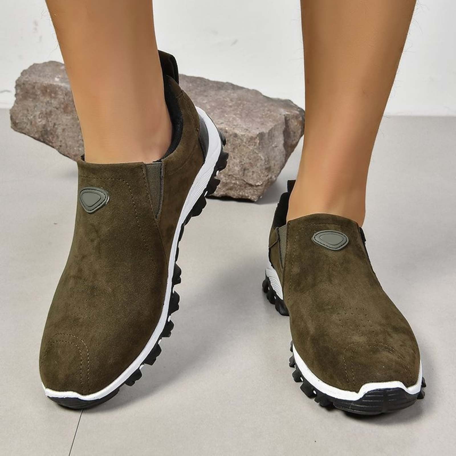 YLYL Men's Suede Orthopedic Sneakers Slip on Breathable Casual Non Slip Driving Walking Hiking Shoes