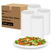 Karat Earth 9'' Paper Round Plates, Molded Fiber, White - 500 pcs