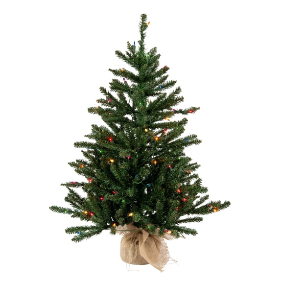 Vickerman 36" Anoka Pine Artificial Christmas Tree, Multi-Colored Dura-Lit LED Lights