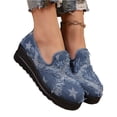 thumbnail image 5 of Norvail Womens Platform Wedge Denim Casual Shoes, Lightweight Summer Blue Jean Slip On Sneakers for Vacation Beach Daily Wear, Comfortable Thick Sole Walking Shoes, 5 of 6